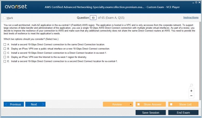 AWS Certified Advanced Networking - Specialty Premium VCE Screenshot #4
